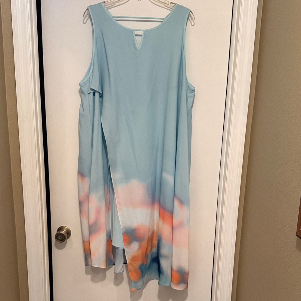 V-neck Elegant Asymmetrical Dress in Blue and Orange